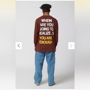 CHNGE UO Exclusive You Are Enough Long Sleeve Tee in Brown (Men's)